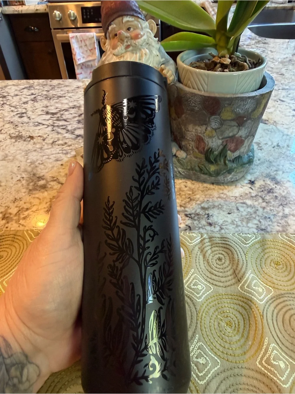 NEW Starbucks 2025 Halloween Onyx Tumbler with Moth Charm (16 oz)
